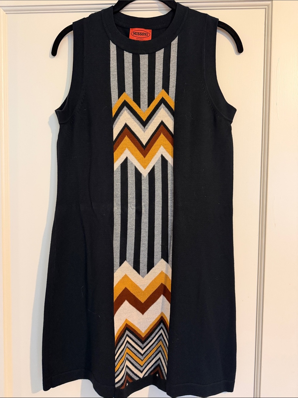 Missoni for Target Black Knit Sleeveless Shift Dress with Chevron Stripe Panel